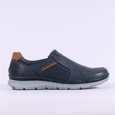 Imac Bergamo Slip On Casual Shoe - Navy Tan Leather